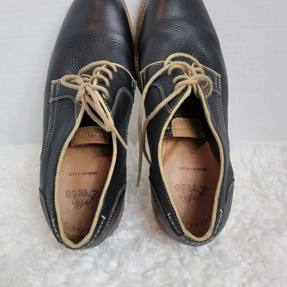 Johnston & Murphy Howell Mens Oxford Shoes Sz 9.5 Plain Toe Navy Oiled Leather - Picture 7 of 10